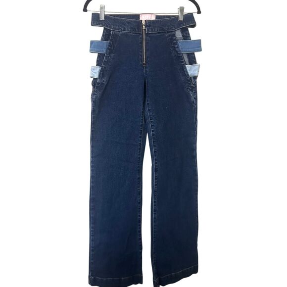 REVICE Shes A 10 Cut Out Flared Denim Sz 25 - Picture 2 of 6